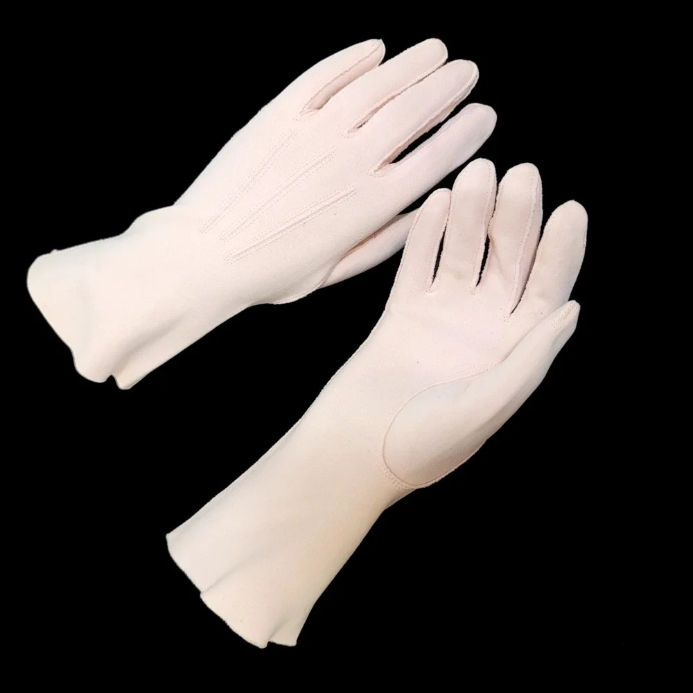 Vintage 1950s Grandoe Pink Dress Gauntlet Gloves‎ Size 7 Classic Mid Century Mod